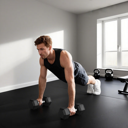 HOMCOM Hanteln mit gerändeltem Griff, Kurzhantel aus Gusseisen, 2 x 20kg für Zuhause, Fitnessstudio, Krafttraining