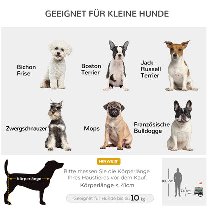 PawHut Hundeanhänger Fahrradanhänger Tieranhänger, 1 Wimpel, für Hunde bis zu 10 kg, Grün + Schwarz