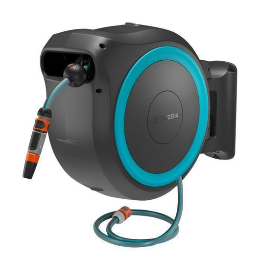 Wall-mounted hose reel - GARDENA - PowerRoll - XXL - P4A - Blue - 18 V - Length 40 m - 13 mm hose