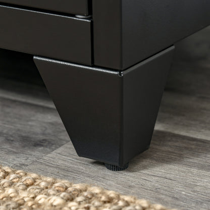 HOMCOM Nachttisch, Beistelltisch mit verstellbarem Regal, Tür, Nachtschrank für Schlafzimmer, Wohnzimmer, Metall, Schwarz, 50 x 40 x 47,5 cm