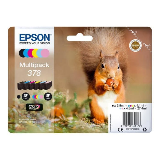 EPSON Original Multipack 378 ink cartridge - Pack of 6 - Black, Yellow, Cyan, Magenta, Light Magenta, Light Cyan