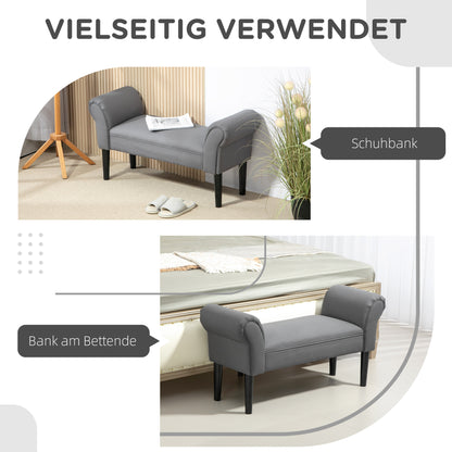 HOMCOM Sitzbank, Bettbank, robuste Bauweise, weiche Polsterung, 102x36x51 cm, Grau