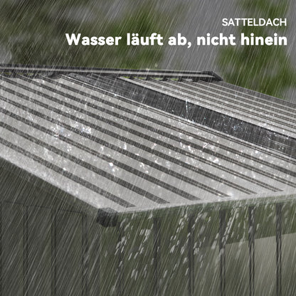 Outsunny Geräteschuppen aus Metall mit Schiebetüren und Belüftungsfenstern, 277 x 195 x 192 cm, Grau