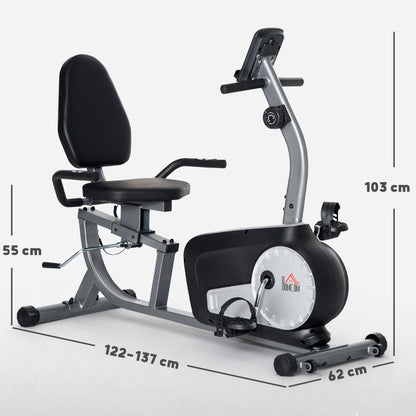 HOMCOM Radtrainer mit 8-stufigem Widerstand 122-137 x 62 x 103cm Stahl Grau+Schwarz+Silber