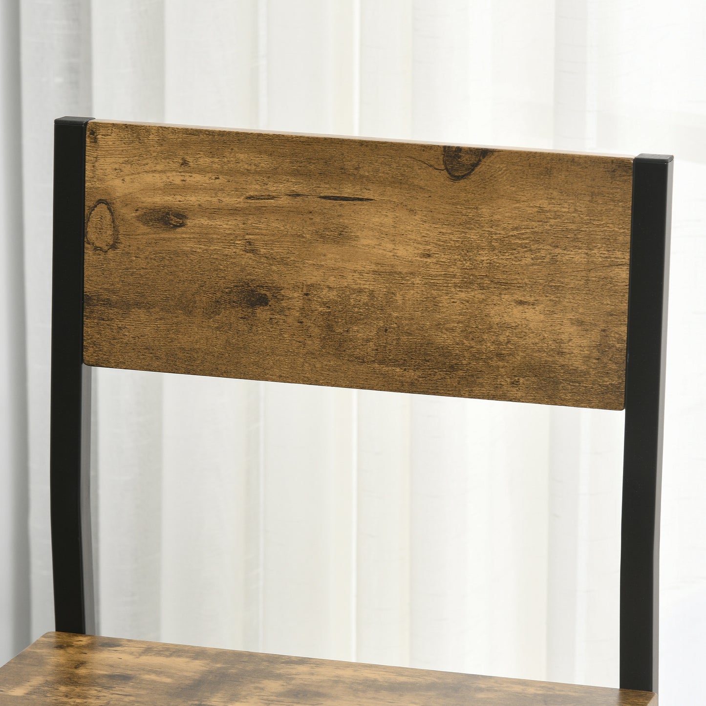 HOMCOM 3-teiliges Bar-Set, Stehtisch, 2 Stühle, MDF, Metallrahmen, wasserfest, Braun