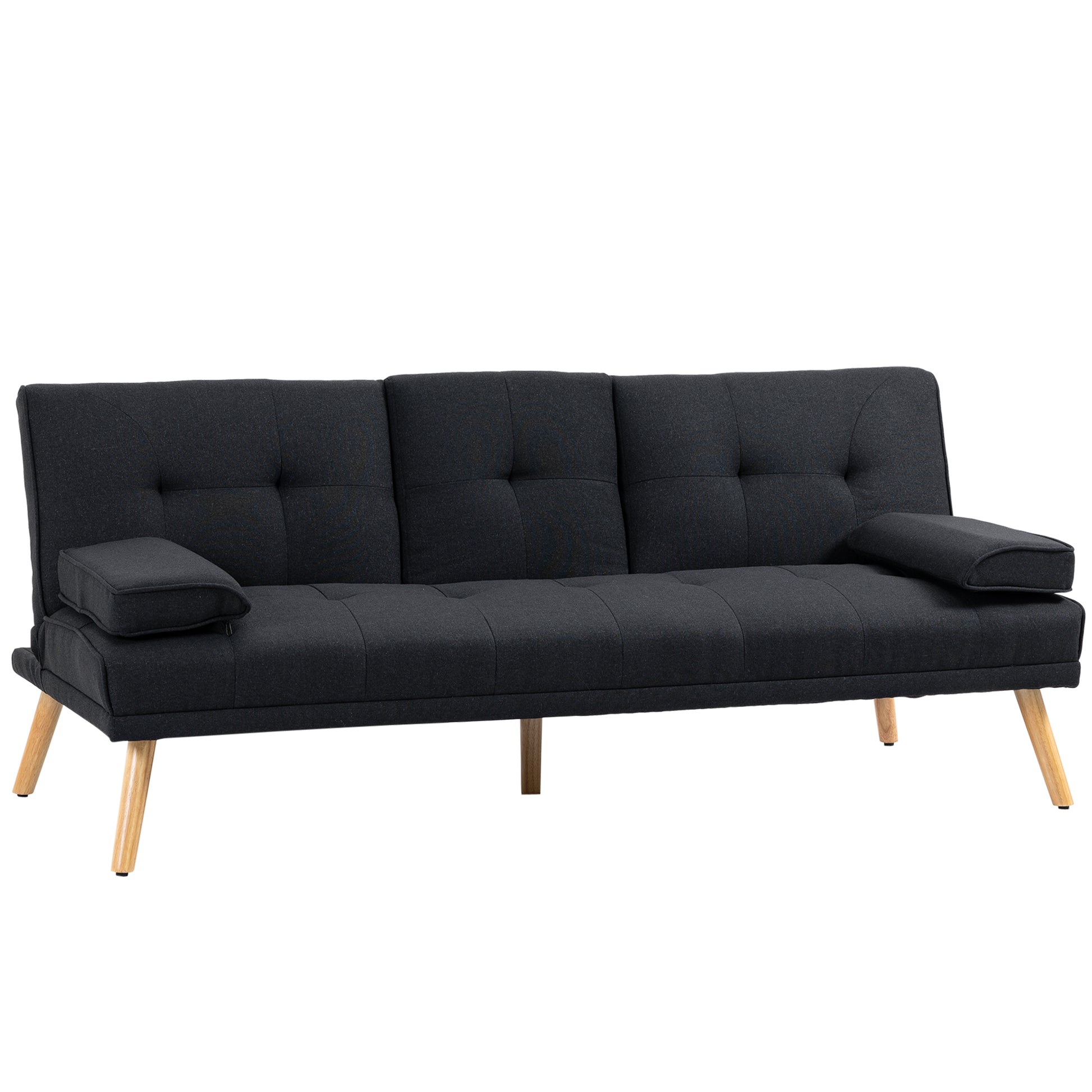 HOMCOM Schlafsofa, Gästebett, verstellbare Rückenlehne, klappbarer Tisch, 181x77x78 cm, Schwarz