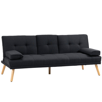 HOMCOM Schlafsofa, Gästebett, verstellbare Rückenlehne, klappbarer Tisch, 181x77x78 cm, Schwarz