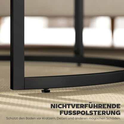 HOMCOM 2er-Set runde Couchtische, stapelbare Beistelltische mit Metallrahmen, Wohnzimmertisch in Marmoroptik, Kaffeetisch, Grau