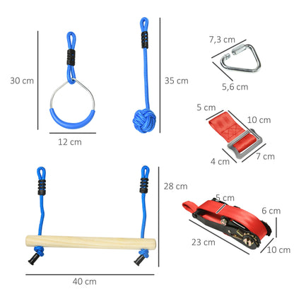 Outsunny Ninja Kletterset, Slackline, 30-teilig, 10 m Seil, für Kinder 3-6 Jahren