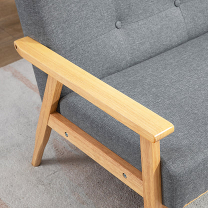 HOMCOM Dreisitzer-Polstersofa, Kautschukholz, 154,5 x 69,5 x 73 cm, Grau