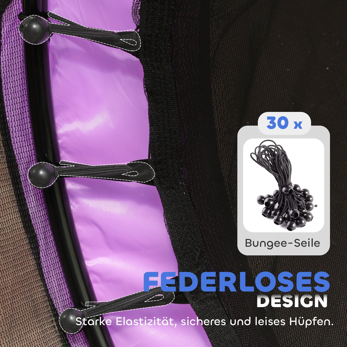 AIYAPLAY Kindertrampolin mit Sicherheitsnetz, für den Innen- und Außenbereich, 3-6 Jahre, Violett