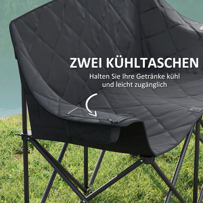Outsunny Faltstuhl faltbar 2 Sitzer Campingstuhl mit Tragetasche Outdoor bis 250kg belastbar 145 x 60 x 92 cm Schwarz