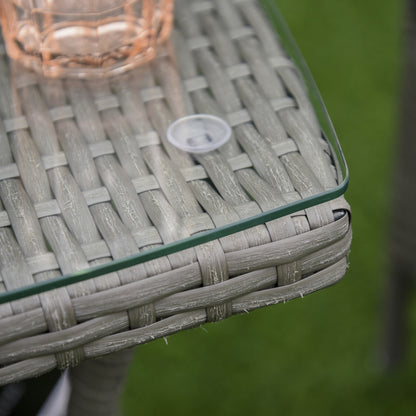 Outsunny Polyrattan Gartenmöbel Set, Outdoor Lounge Balkonmöbel für 2 Personen, 3-teilig Sitzgruppe, 2 Stühle, Tisch Sitzkissen, Gartenlounge für Garten, Terrasse, Balkon, Grau