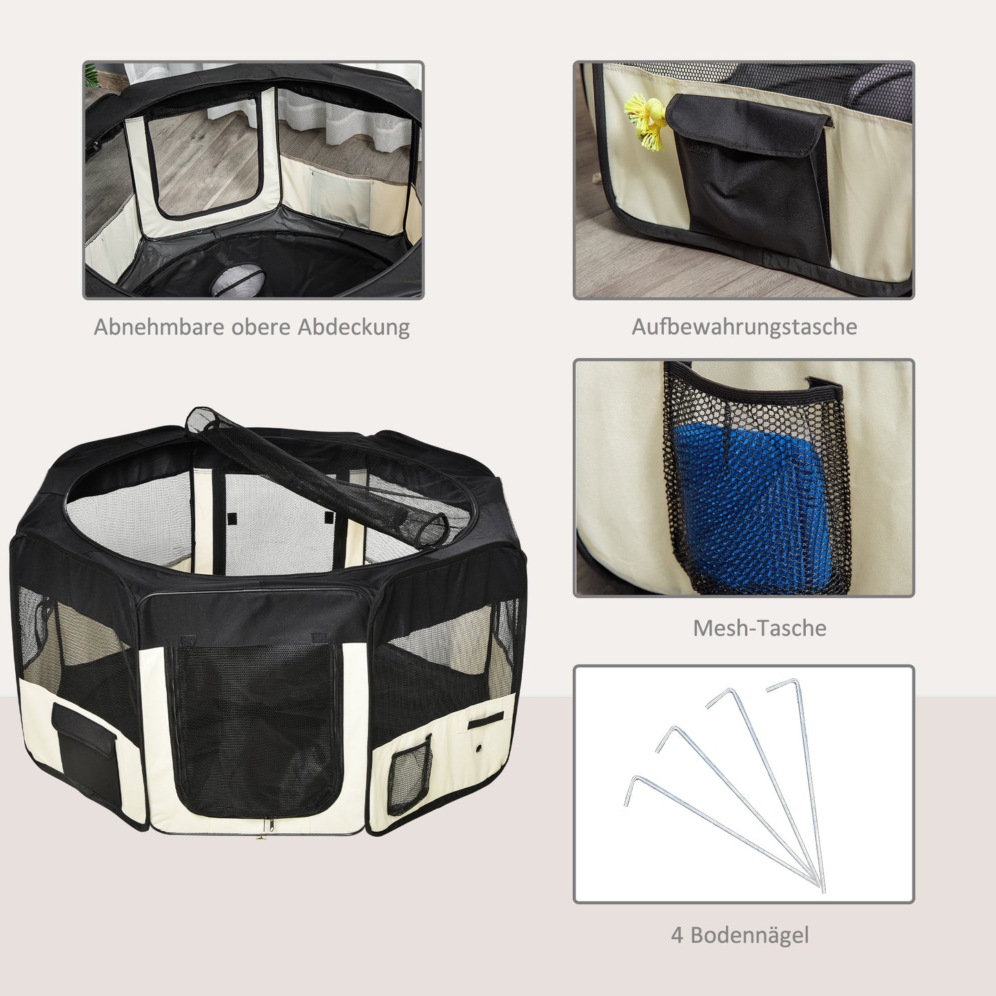 PawHut Welpenauslauf Freilaufgehege Tierlaufstall Laufstall Welpenzaun Welpen-Laufstall Hundelaufstall 600D Oxford Ø120 x H58 cm