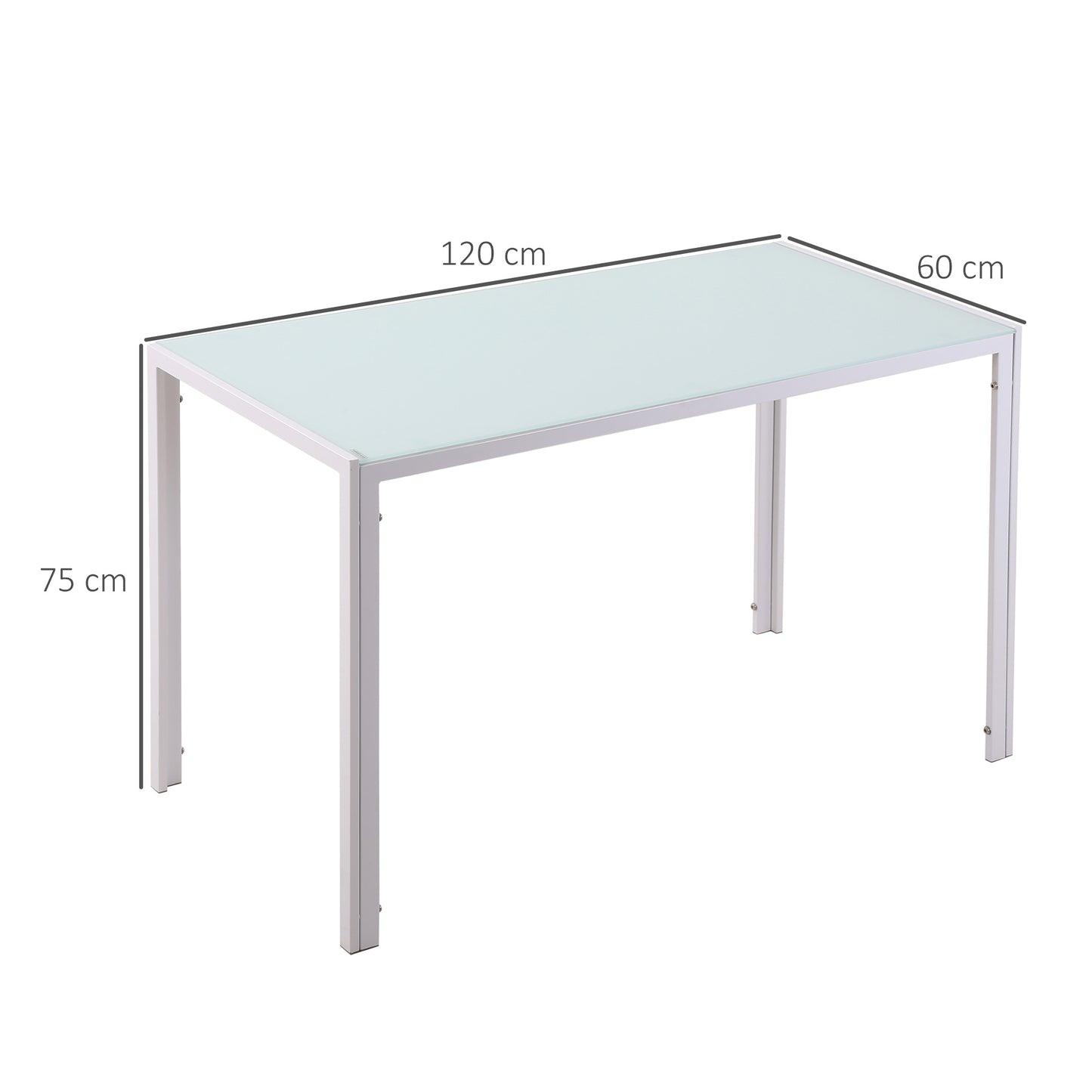 HOMCOM Esstisch Küchentisch großer Tisch, modernes Design, 120 cm x 60 cm x 75 cm, Weiß