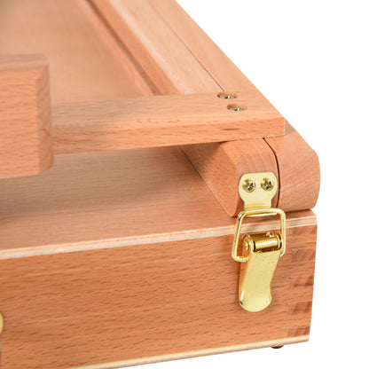 Vinsetto Staffelei Keilrahmen Kofferstaffelei Atelierstaffelei Winkelverstellbar Faltbar mit Schublade Buchenholz Natur 42 x 36 x 12,5 cm