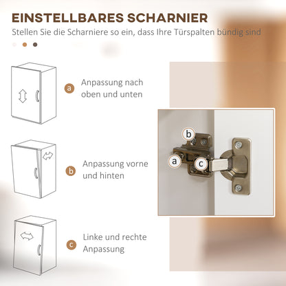 HOMCOM Küchenschrank, Buffet, 2 Schubladen, 2 Schrankfächer, klassisches Design, Weiß+Dunkelbraun, 76 x 38 x 182 cm