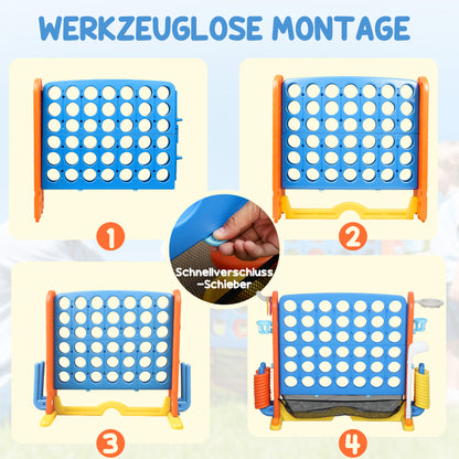 AIYAPLAY 4-in-1 Spiele-Set, Vier Gewinnt, höhenverstellbar, Netz-Tasche, Kunststoff, Bunt