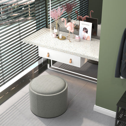 HOMCOM Hocker Polsterhocker, Leinen, versteckter Stauraum, umkehrbarer Deckel, 5 6cm x 56 cm x 42 cm, Grau + Natur