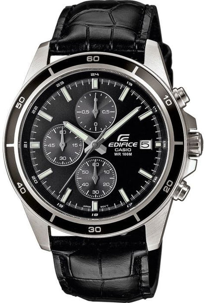 CASIO - Genuine Leather Watch - EDIFICE - Black
