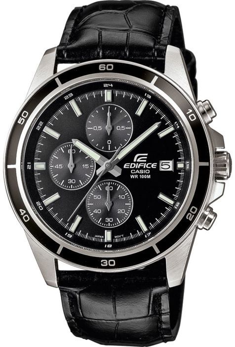 CASIO - Genuine Leather Watch - EDIFICE - Black