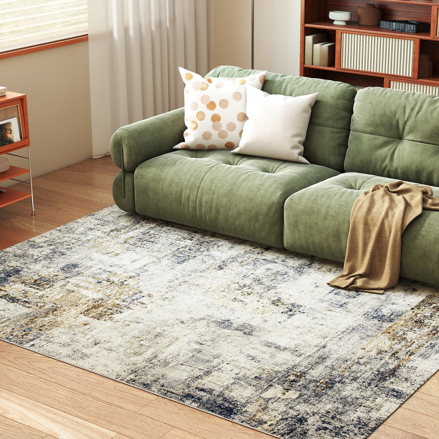 HOMCOM Wohnzimmerteppich, Polyester, modernes künstlerisches Muster, waschbar, Grau