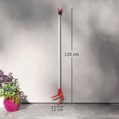 Outsunny 1,2 m Baumschere, Astscheren zum Schneiden, Gartenschneider mit Aluminiumgriff, Langstielige Gartenschere, Rot