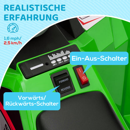 HOMCOM Elektro-Kinderquad, 2,5 km/h, Vorwärts- & Rückwärtsgang, für 18-36 Monate, Grün