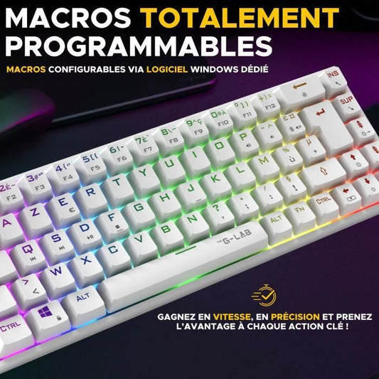 Gaming Keyboard - The G-Lab - KEYZ TITAN - Mechanical (Red Switch) - Wired - RGB - White
