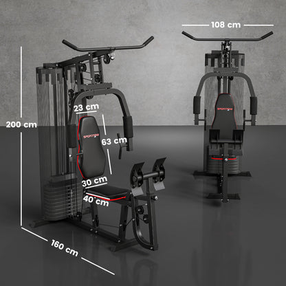 SPORTNOW Heim-Fitnessstation mit 45 kg Gewichtsblöcken, Hochseilzug, Bruststation, Beinpresse für vielseitiges Training
