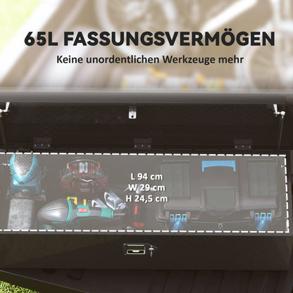 HOMCOM Stabile Aufbewahrungskiste aus Aluminium mit Seitengriffen, Schloss und Schlüsseln, Werkzeugkasten, 99 x 33 x 25,4 cm