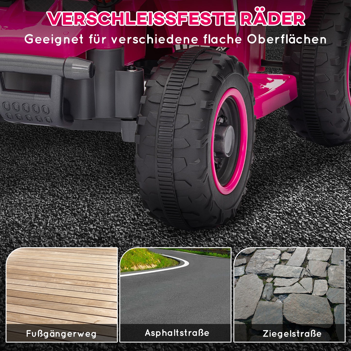 AIYAPLAY Elektrisches Quad Bike für Kinder, batteriebetrieben, fährt vorwärts und rückwärts, LED-Lichter, 18-36 Monate, Rosa