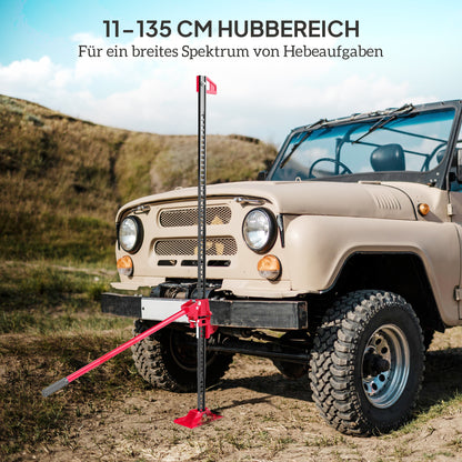 HOMCOM Farm Jack Wagenheber 135 cm 3000 kg Tragkraft Offroad Stockwinde aus Stahl Rot+Schwarz