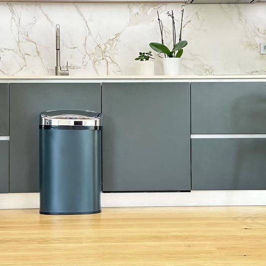 Automatic kitchen trash can - MAJESTIC - KITCHEN MOVE - 58 L - Matt gray stainless steel with rim
