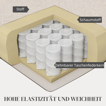 HOMCOM Polstersessel in Leinenoptik, Schaumstoff, Sitzkissen, Holzrahmen, Cremeweiß
