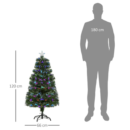 HOMCOM Weichnachtsbaum künslicher Weihnachtsbaum Christbaum, LED-Lichter, Sternspitze, 66 cm x 66 cm x 120 cm, Grün