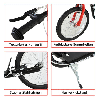 HOMCOM Kinderscooter mit Bremse höhenverstellbar Leichtbau Schwarz