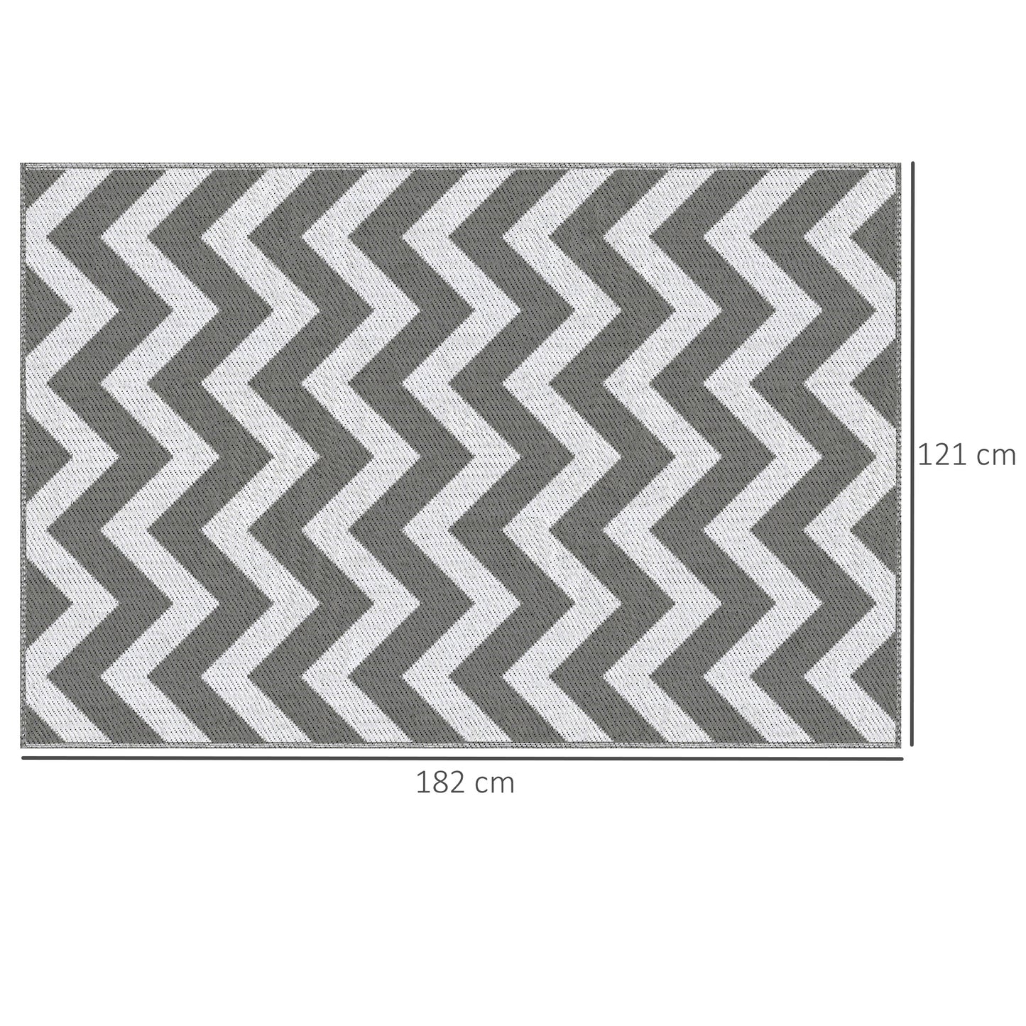 Outsunny Outdoor-Teppich, wasserdicht, doppelseitiges Design, hochwertige Kunststofffaser, hellgrau+weiß, 121 x 182 cm