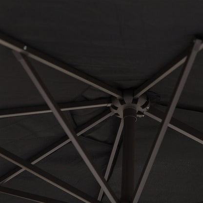 Outsunny Doppelsonnenschirm 455 x 270 cm Gartenschirm mit Handkurbel oval stabil Metallstange Marktschirm Doppelsonnenschirm Terrassenschirm Sonnenschutz für Strand Balkon Terrasse Garten Schwarz