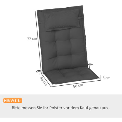 Outsunny 2er Set Auflage für Sonnenliege Wasserabweisend Liegenauflage für Gartenliege Polsterauflage 50x116x5 cm, Dunkelgrau