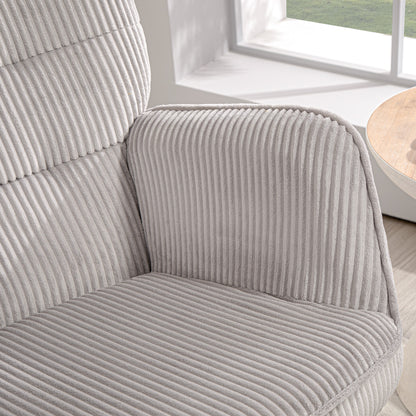 HOMCOM Vintage Schaukelstuhl, geschwungene Kufen, dicke Polsterung, Buchenholz & Stahl, Hellgrau