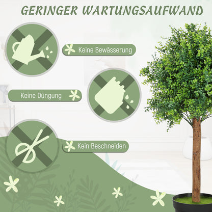 HOMCOM Künstliche Buchsbaum 90cm Kunstpflanze, Plastik Künstliche Pflanzen im Topf für Wohnzimmer