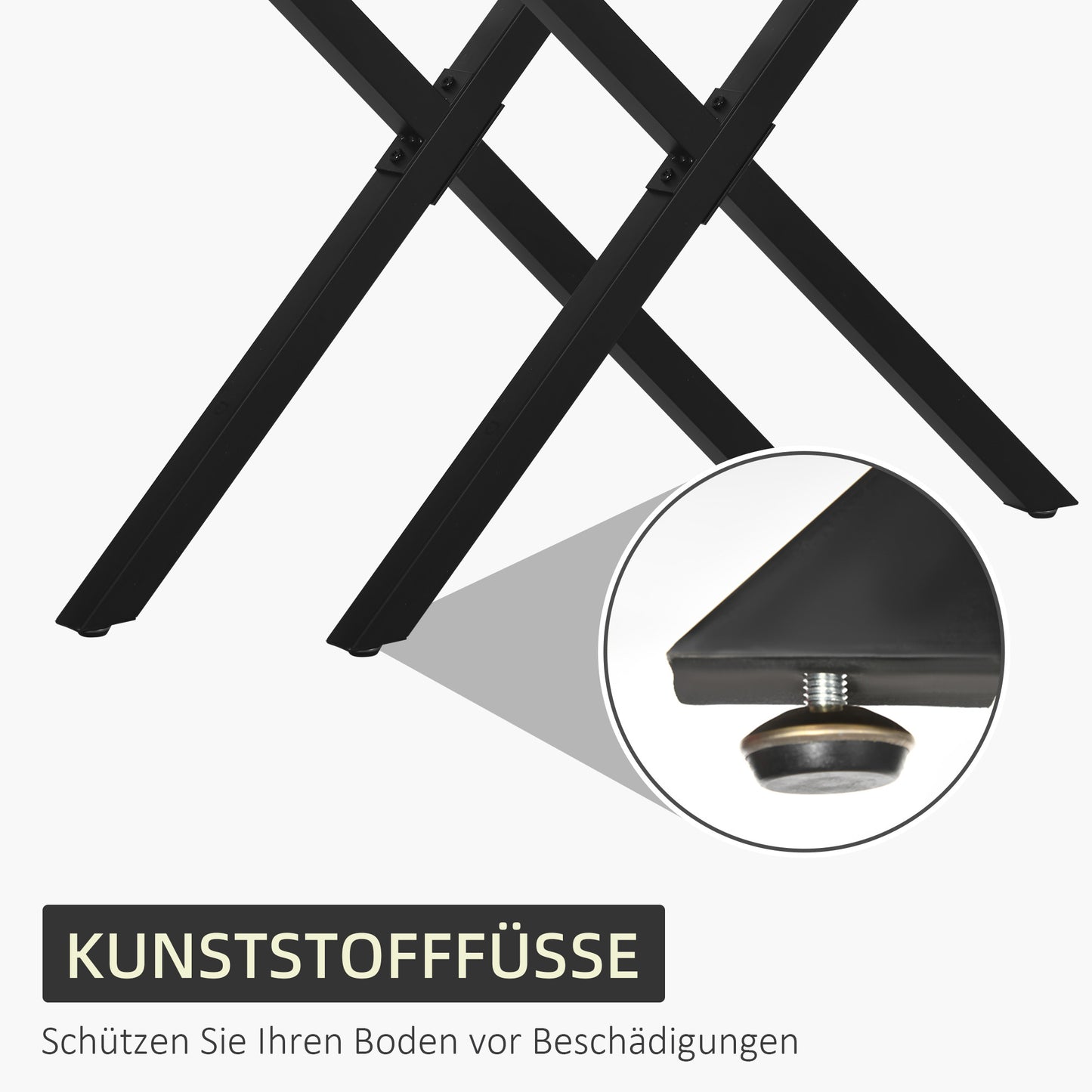 HOMCOM 2 Stück Stahl Tischbeine Tischfüße für Esstisch Schreibtisch Couchtisch Tischgestell in X-Form Schwarz 72cm