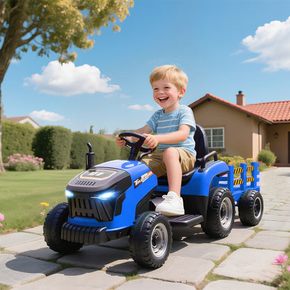 AIYAPLAY Elektrischer Kindertraktor, Aufsitz-Traktor mit Fernbedienung, Soft-Start, für Kinder im Alter von 3-8 Jahren, Blau