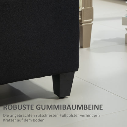 HOMCOM Sitzbank mit Stauraum, Truhenbank, leinenartiges Polyester, Kautschukholz, Schwarz, 100 x 40 x 44 cm
