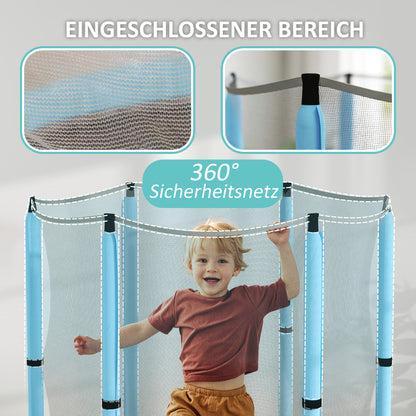 AIYAPLAY Kindertrampolin mit Sicherheitsnetz, für den Innen- und Außenbereich, 3-6 Jahre, Hellblau