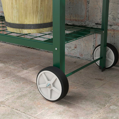 Outsunny Hochbeet Pflanzbeet Pflanzkasten, 1 Ablage, 2 Rollen, 109 cm x 44 cm x 80 cm, Grün