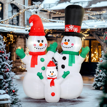 Outsunny Aufblasbar Schneemann Familie, 1,8 m Weihnachtsdeko mit LED-Beleuchtung für Innen- und Außenbereich