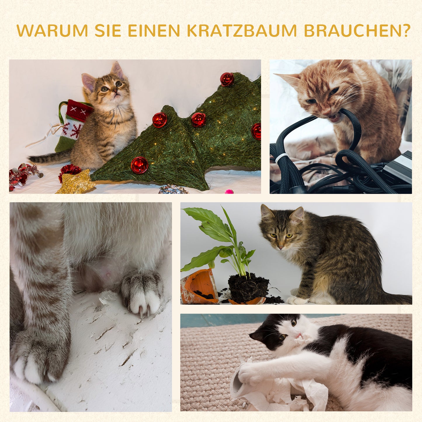 PawHut Kratztonne, Höhe 70 cm, Katzenkratzbaum für katzen 3 Ebenen Katzenbaum Kletterbaum Katzenmöbel mit Sisal Plüsch