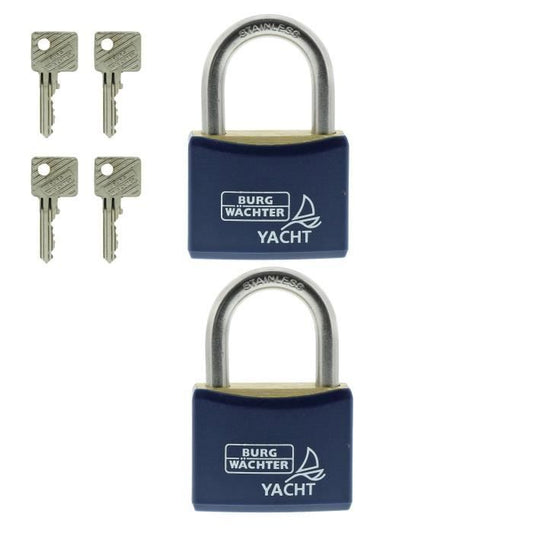 Set of 2 padlocks - BURG WACHTER - DUO 460 Ni 40 SB - Marine stainless steel, double locking